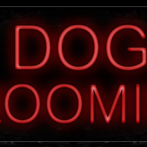 Image of 12051 Dog Grooming In Red Neon Sign_10x24 Black Backing