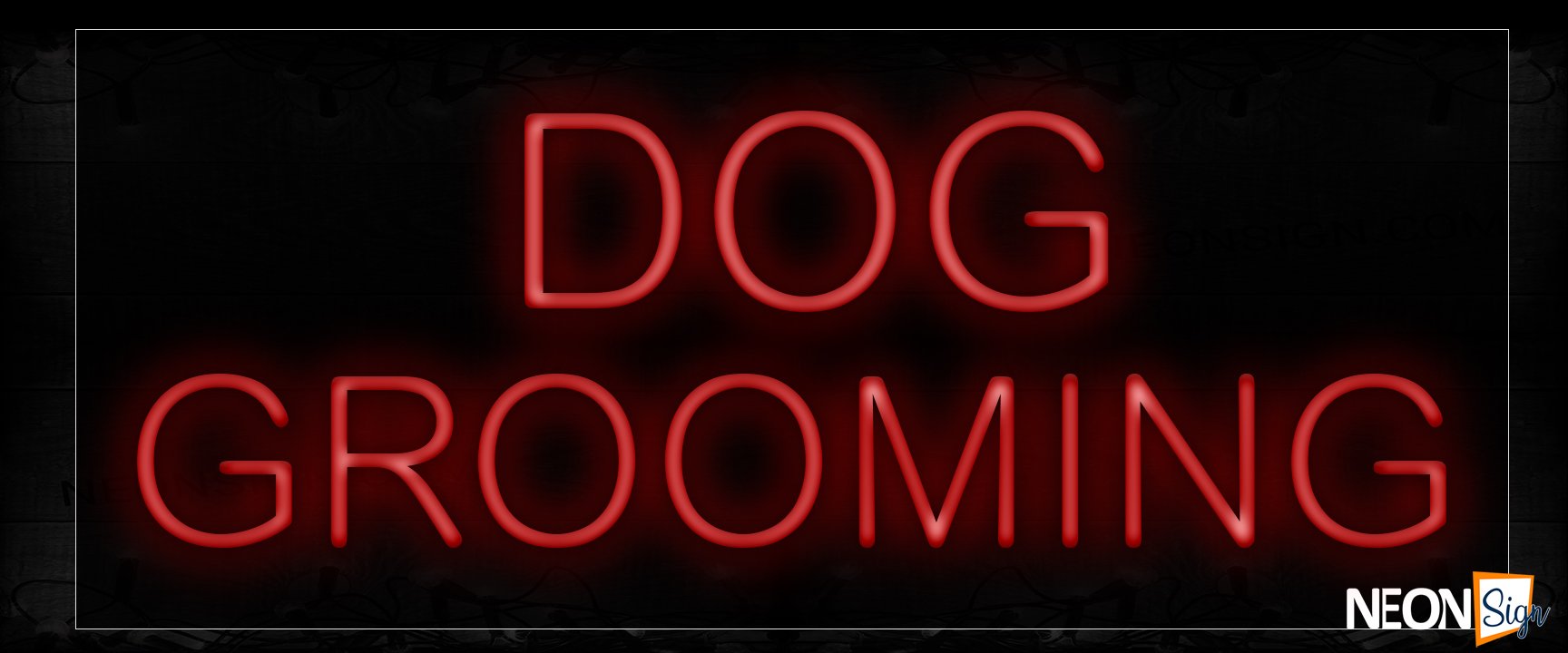 Image of 12051 Dog Grooming In Red Neon Sign_10x24 Black Backing