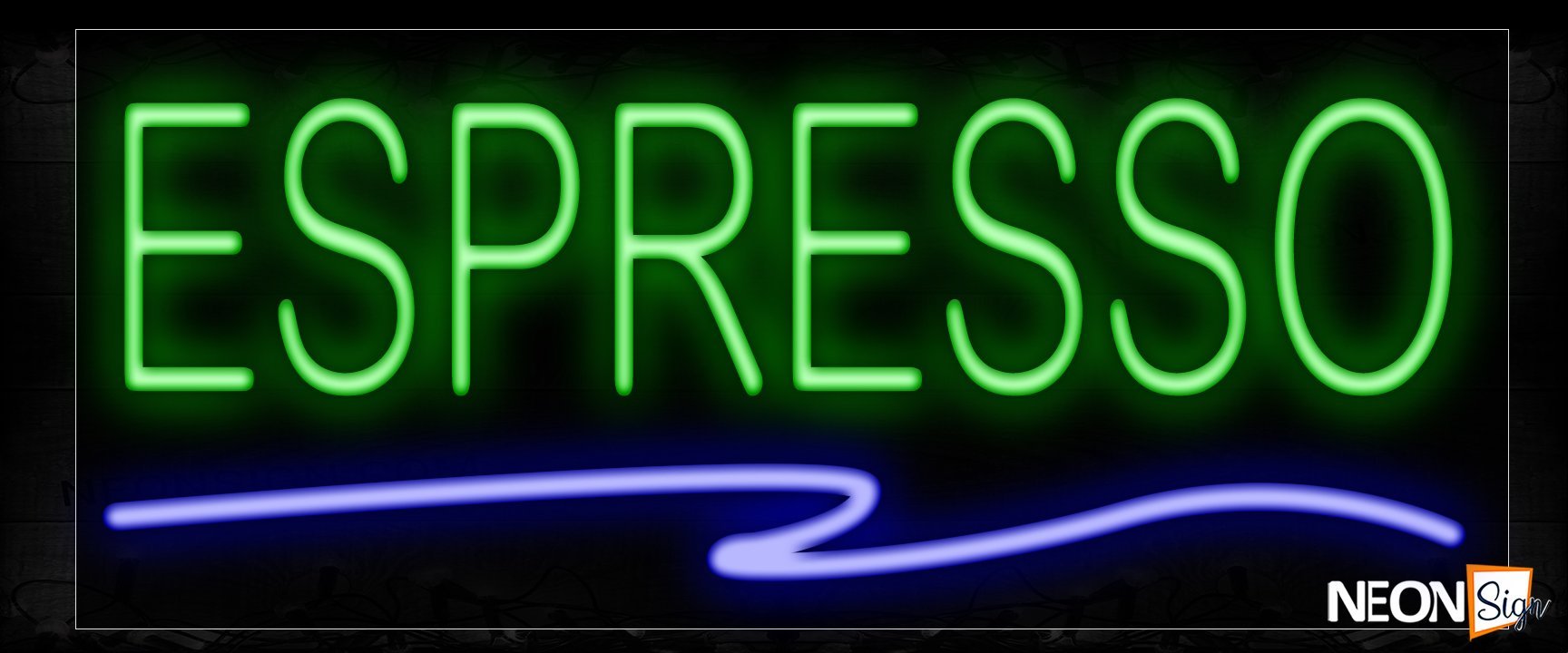 Image of 12055 Espresso With Jagged Blue Line Traditional Neon_10x24 Black Backing