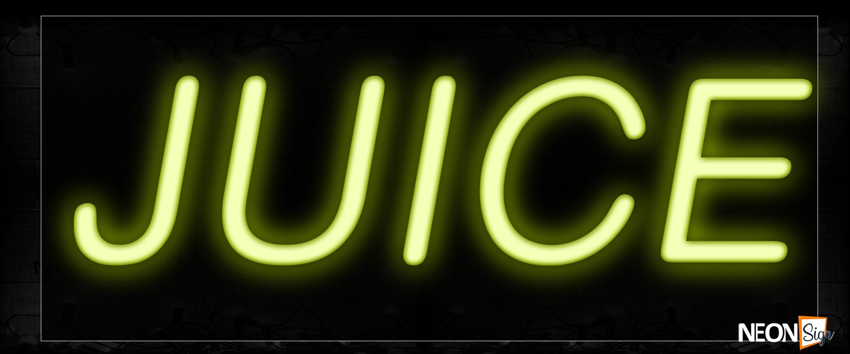 Image of 12086 Juice In Yellow Neon Signs_10x24 Black Backing