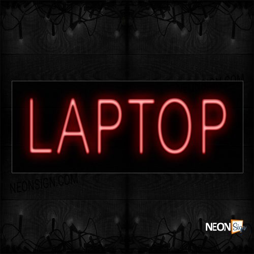 Image of 12090 Laptop In Red Neon Signs_10x24 Black Backing