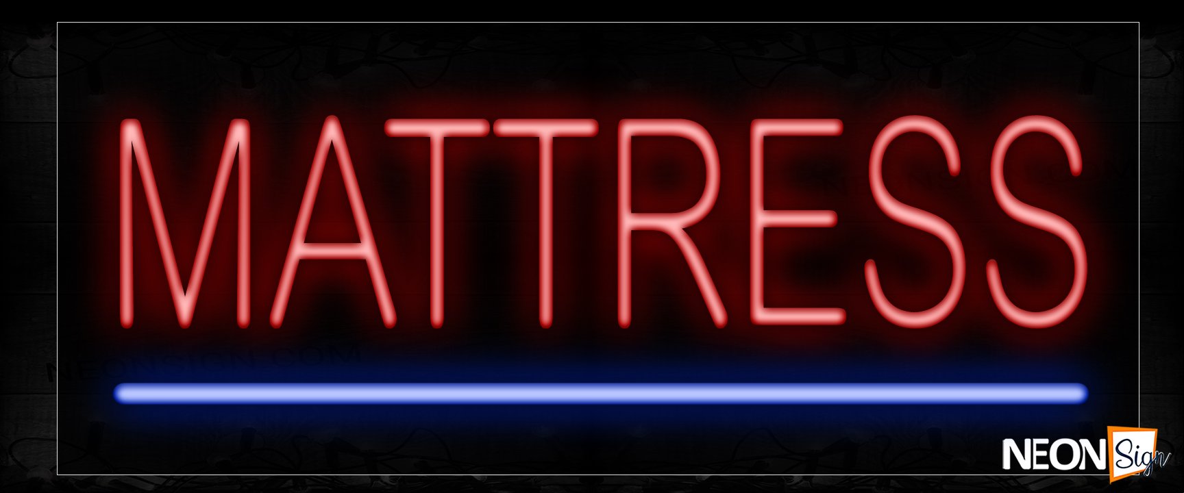 Image of 12099 Mattress In Red Neon Signs_10x24 Black Backing