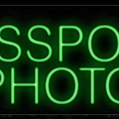 Image of 12125 Passport Photo in green Neon Signs_10x24 Black Backing