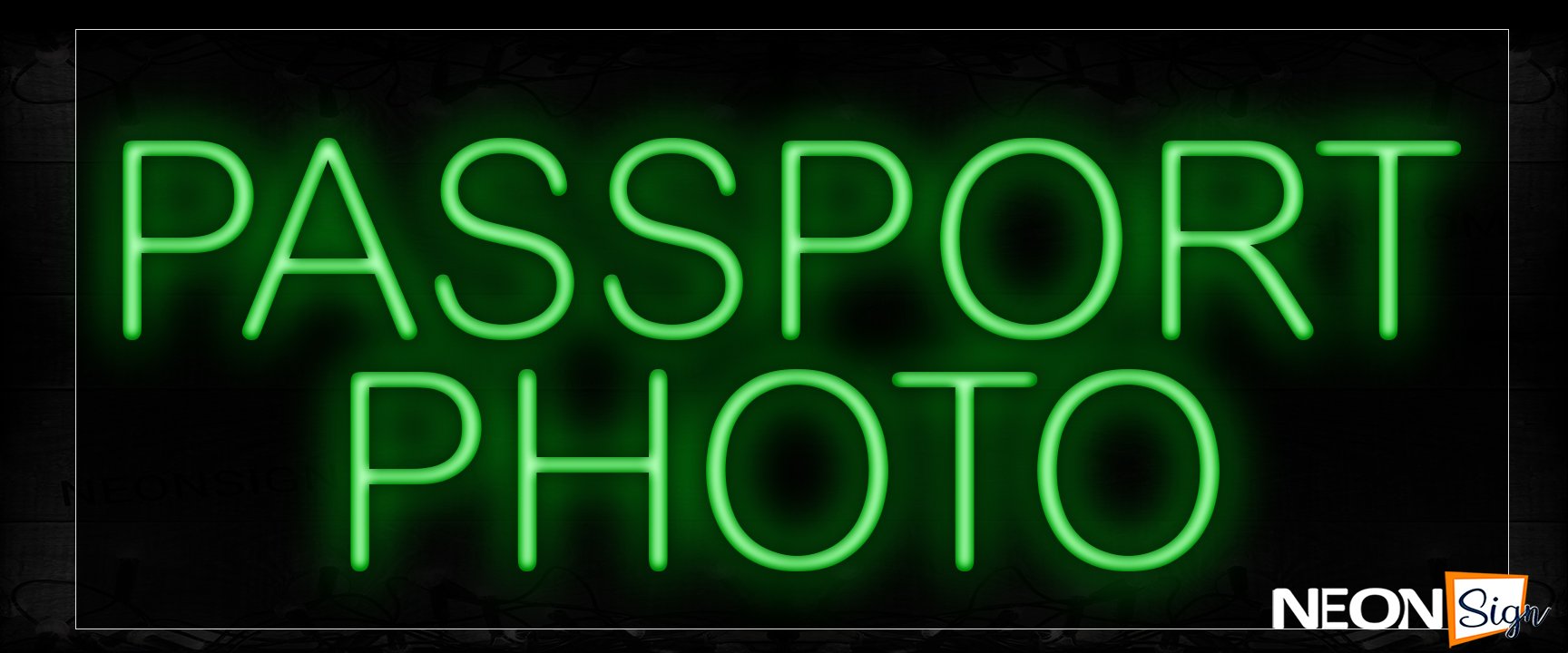 Image of 12125 Passport Photo in green Neon Signs_10x24 Black Backing