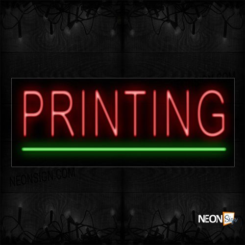Image of 12141 Printing In Red With Green Line Neon Signs_10x24 Black Backing