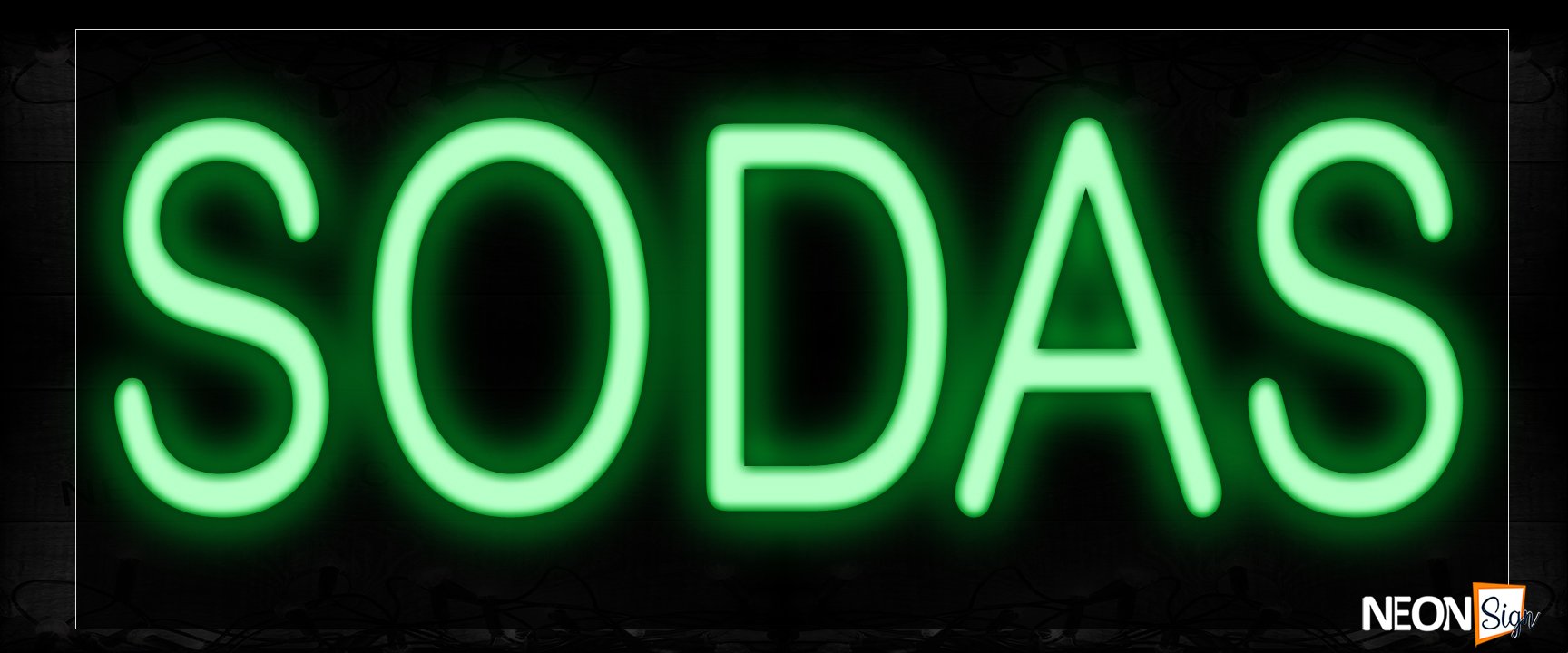 Image of 12159 Sodas In Green Neon Signs_10x24 Black Backing