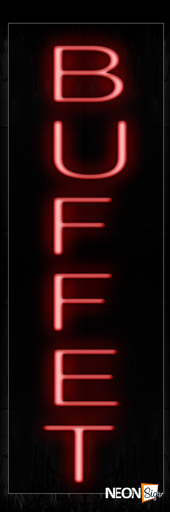 Image of 12207 Buffet In Red (Vertical) Neon Signs_8x24 Black Backing