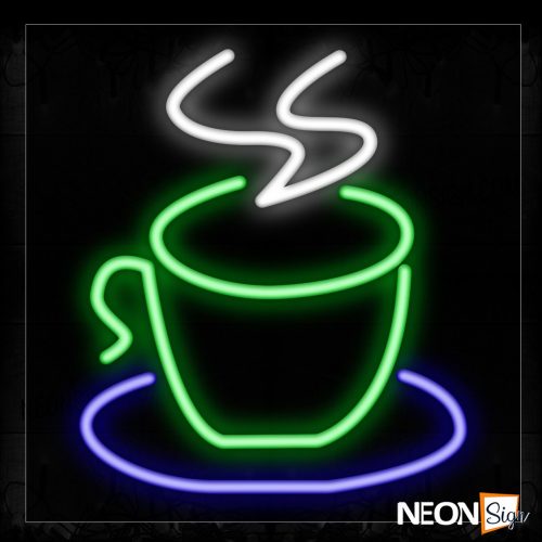 Image of 12217 Hot Cup Image Vertical Border Neon Signs_17x17 Black Backing