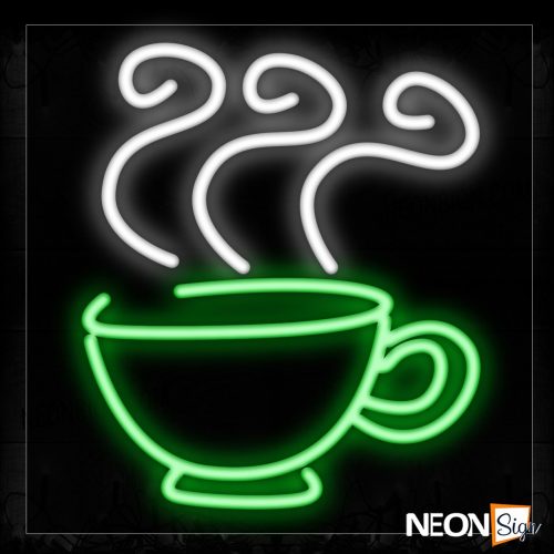 Image of 12218 Cup Of Coffee Logo Neon Signs_17x17 Black Backing