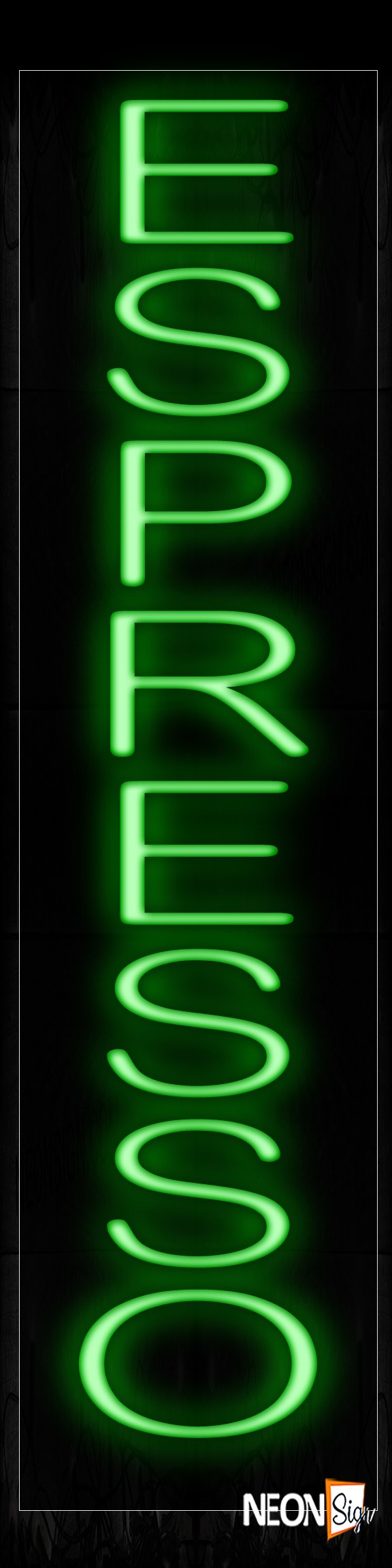 Image of 12229 Espresso In Green (Vertical) Neon Signs_8x32 Black Backing