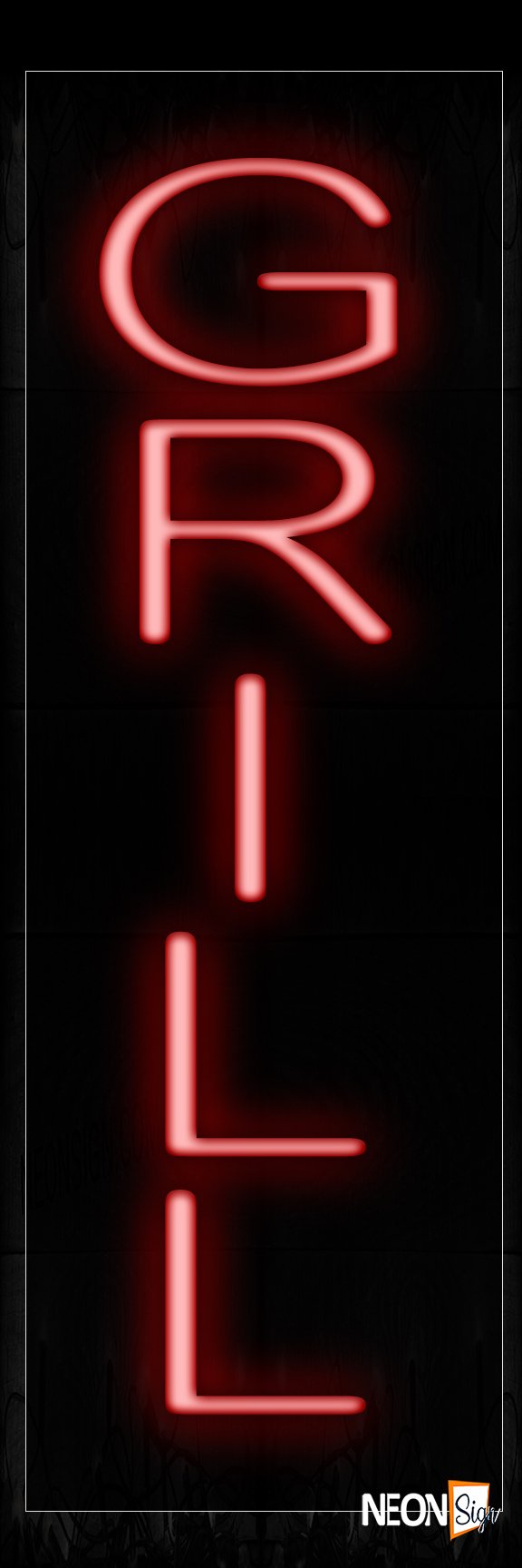 Image of 12239 Grill Vertical Red Text Traditional Neon_8x24 Black Backing