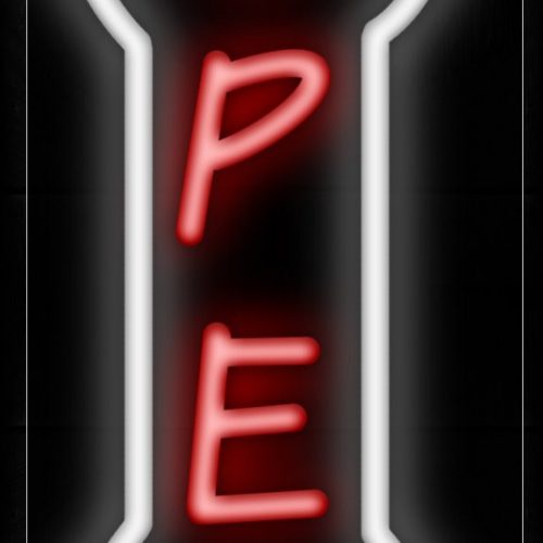 Image of 12267 Open In Red With White Bone Border Neon Sign - Vertical_8x24 Black Backing