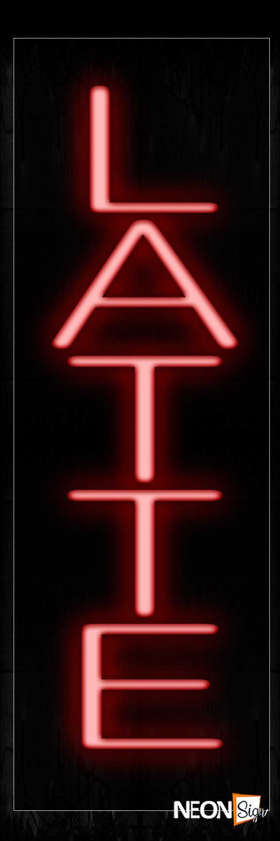 Image of 12348 Latte In Red (Vertical) Neon Signs_8x24 Black Backing