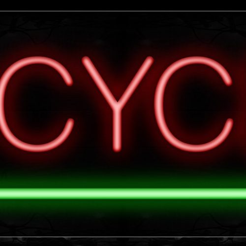 Image of 12356 Bicycle In Red With Green Line Neon Signs_10x24 Black Backing