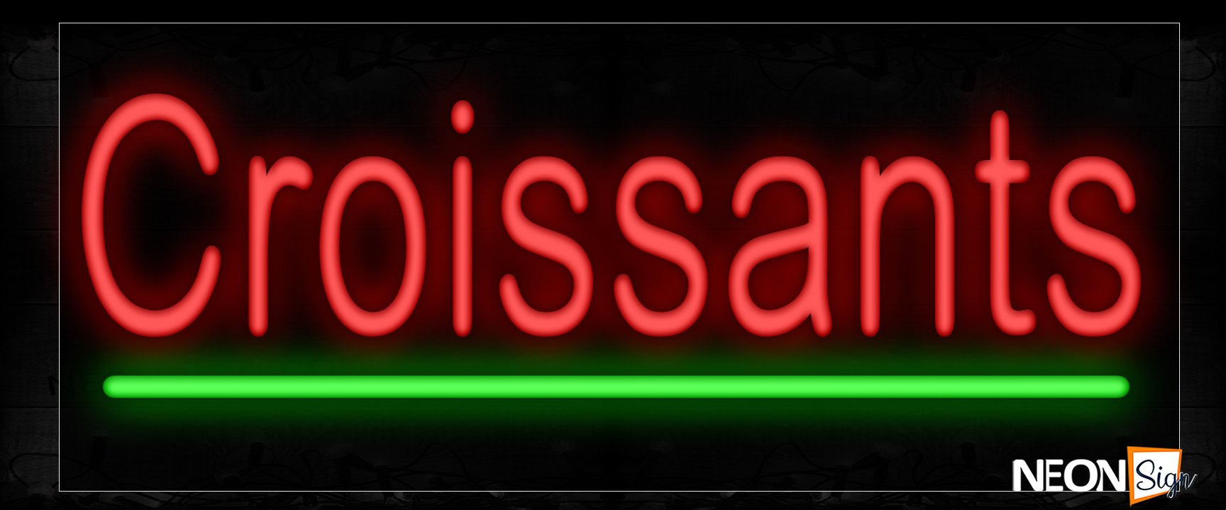 Image of 12364 Croissants With Underline Neon Signs_10x24 Black Backing