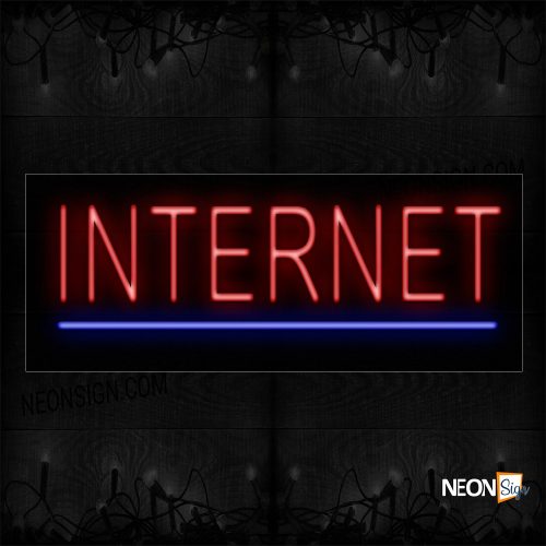 Image of 12380 Internet In Red With Blue Line Neon Signs_10x24 Black Backing