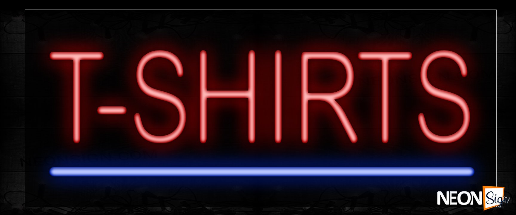 Image of 12399 T-Shirts In Red With Blue Line Neon Signs_10x24 Black Backing