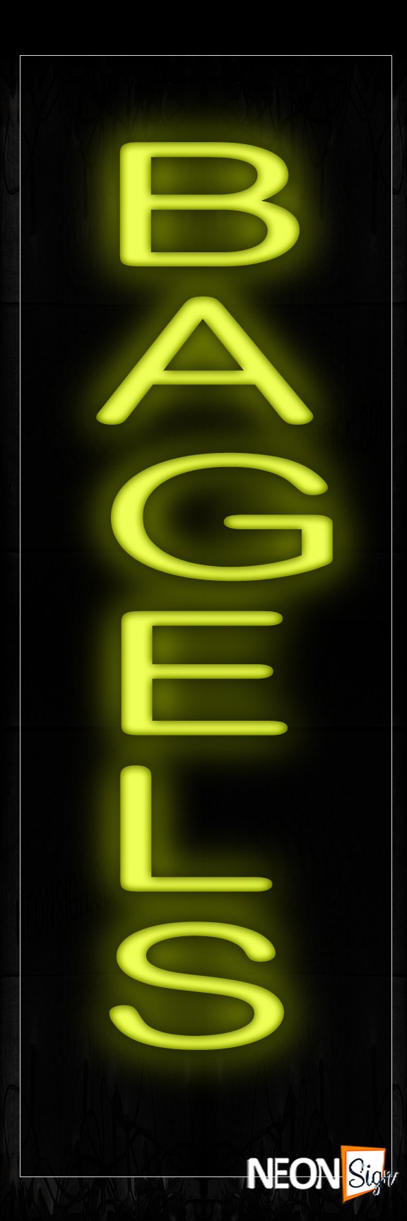 Image of 12411 Bagels In Yellow (Vertical) Neon Signs_10x24 Black Backing