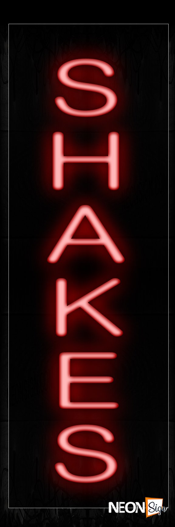 Image of 12462 Shakes In Red (Vertical) Neon Signs_8x24 Black Backing