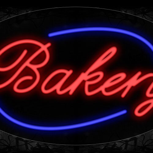 Image of 14023 Bakery With Circle Border Neon Signs_17x30 Contoured Black Backing