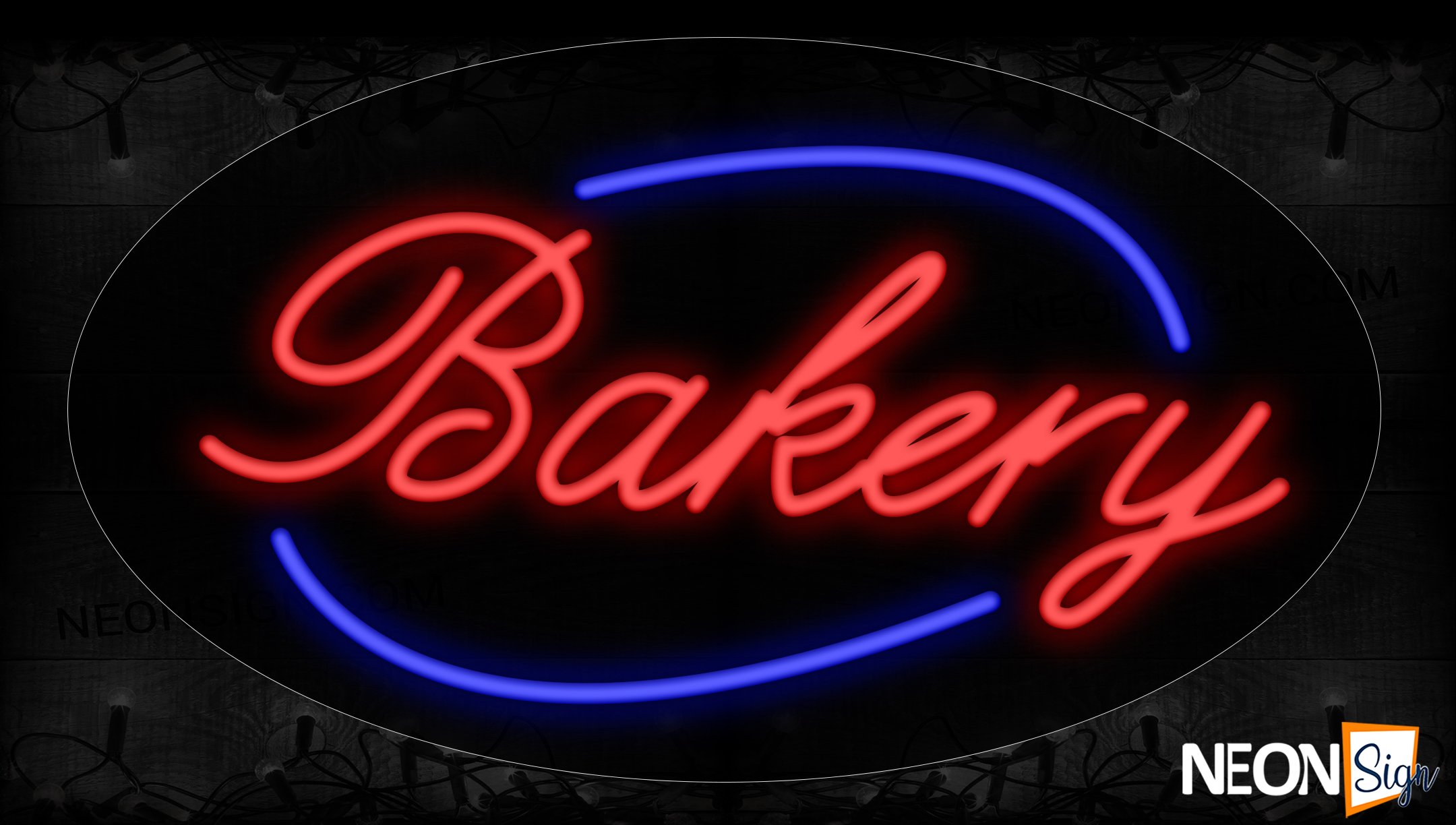 Image of 14023 Bakery With Circle Border Neon Signs_17x30 Contoured Black Backing