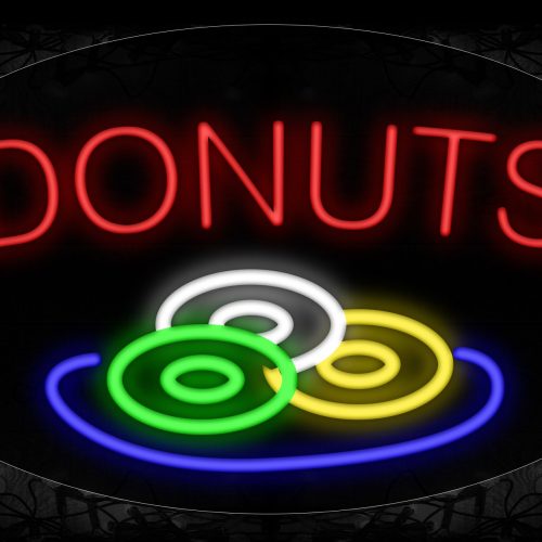 Image of 14036 Donuts With 3 Donuts On Ellipse Traditional Neon_17x30 Contoured Black Backing