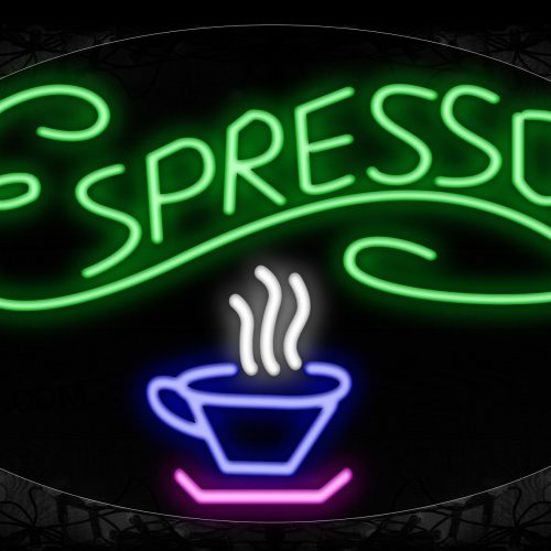 Image of 14038 Espresso With Cup Neon Signs_17x30 Contoured Black Backing