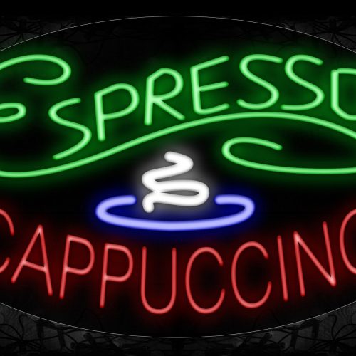 Image of 14039 Espresso & Cappuccino Arc Border Led Bulb Neon Signs_17x30 Contoured Black Backing