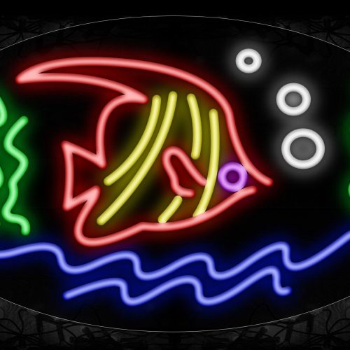 Image of 14041 Fish And Sea Logo Neon Sign_17x30 Contoured Black Backing