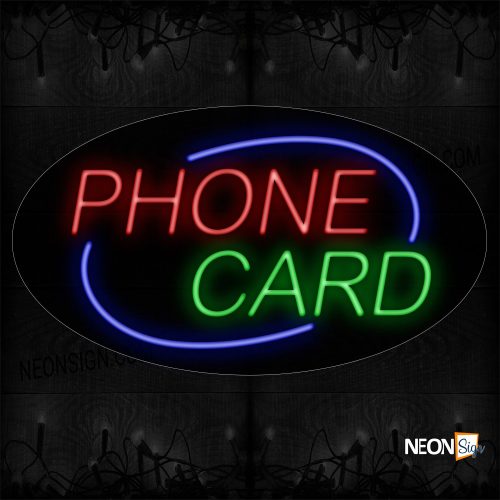 Image of 14066 Phone Card with Blue Arc Border Neon Signs_17x30 Black Backing