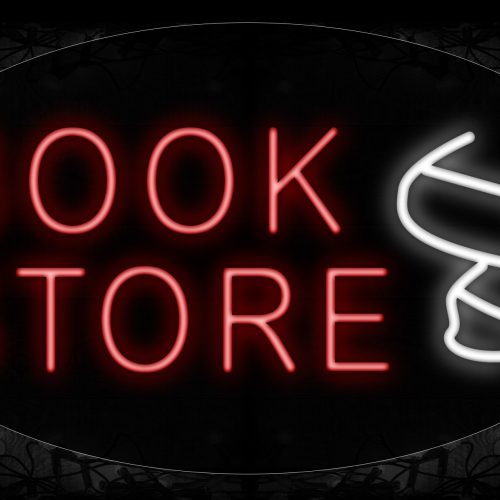Image of 14090 Bookstore With Book Logo Neon Signs_17x30 Contoured Black Backing