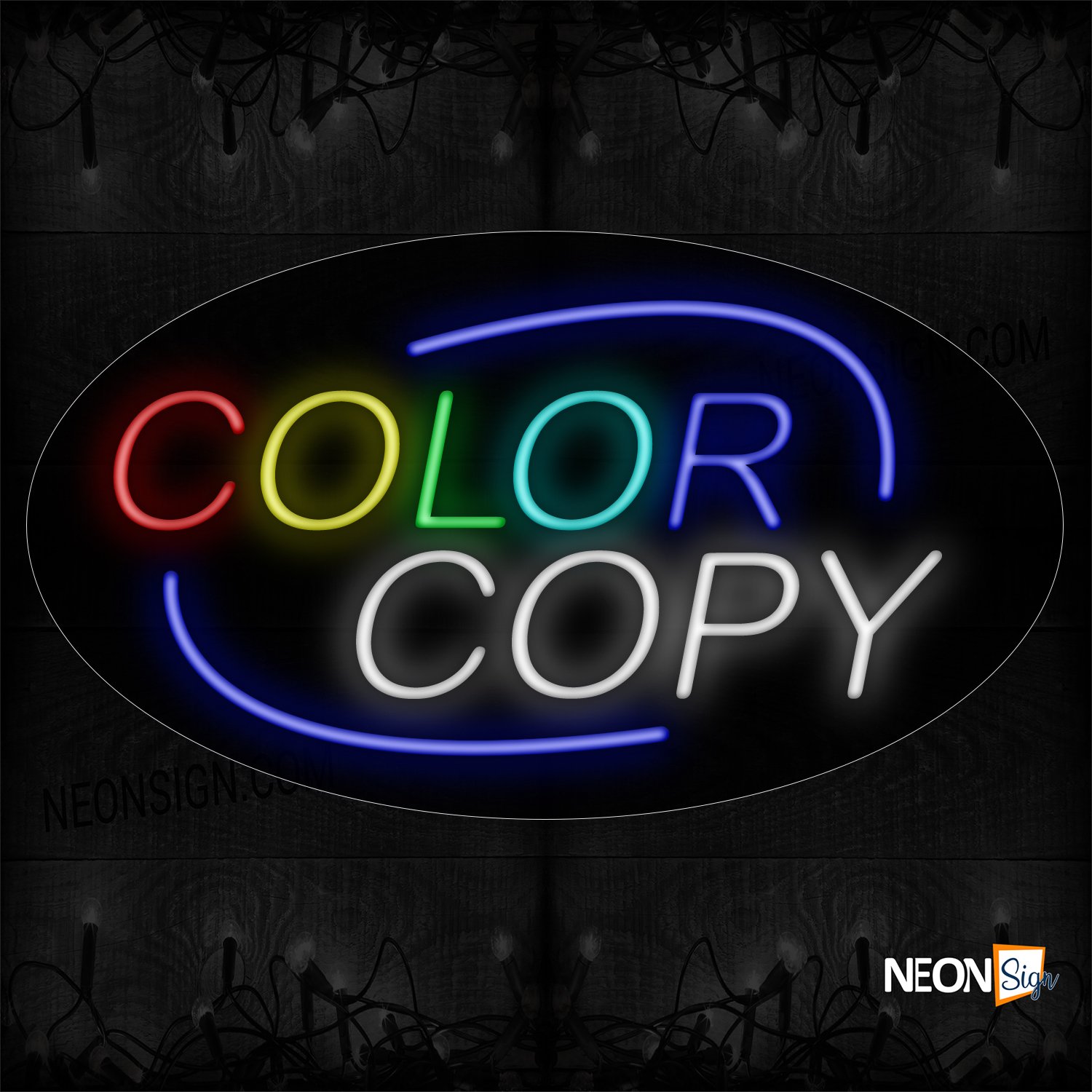 Image of 14095 Color Copy With Arc Border Neon Signs_17x30 Contoured Black Backing