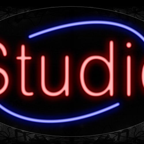 Image of 14127 Studio With Circle Border Neon Signs_17x30 Contoured Black Backing
