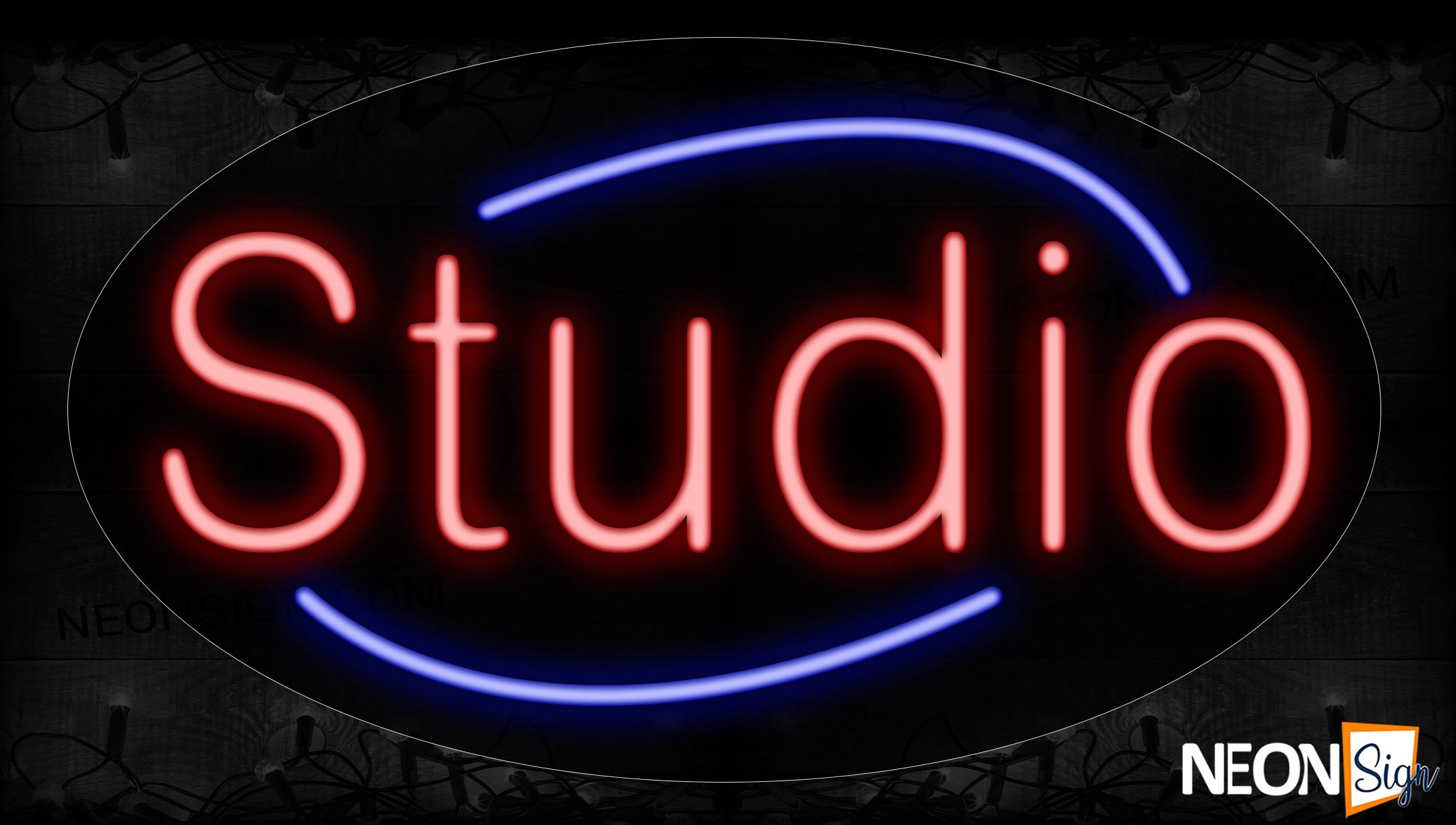 Image of 14127 Studio With Circle Border Neon Signs_17x30 Contoured Black Backing