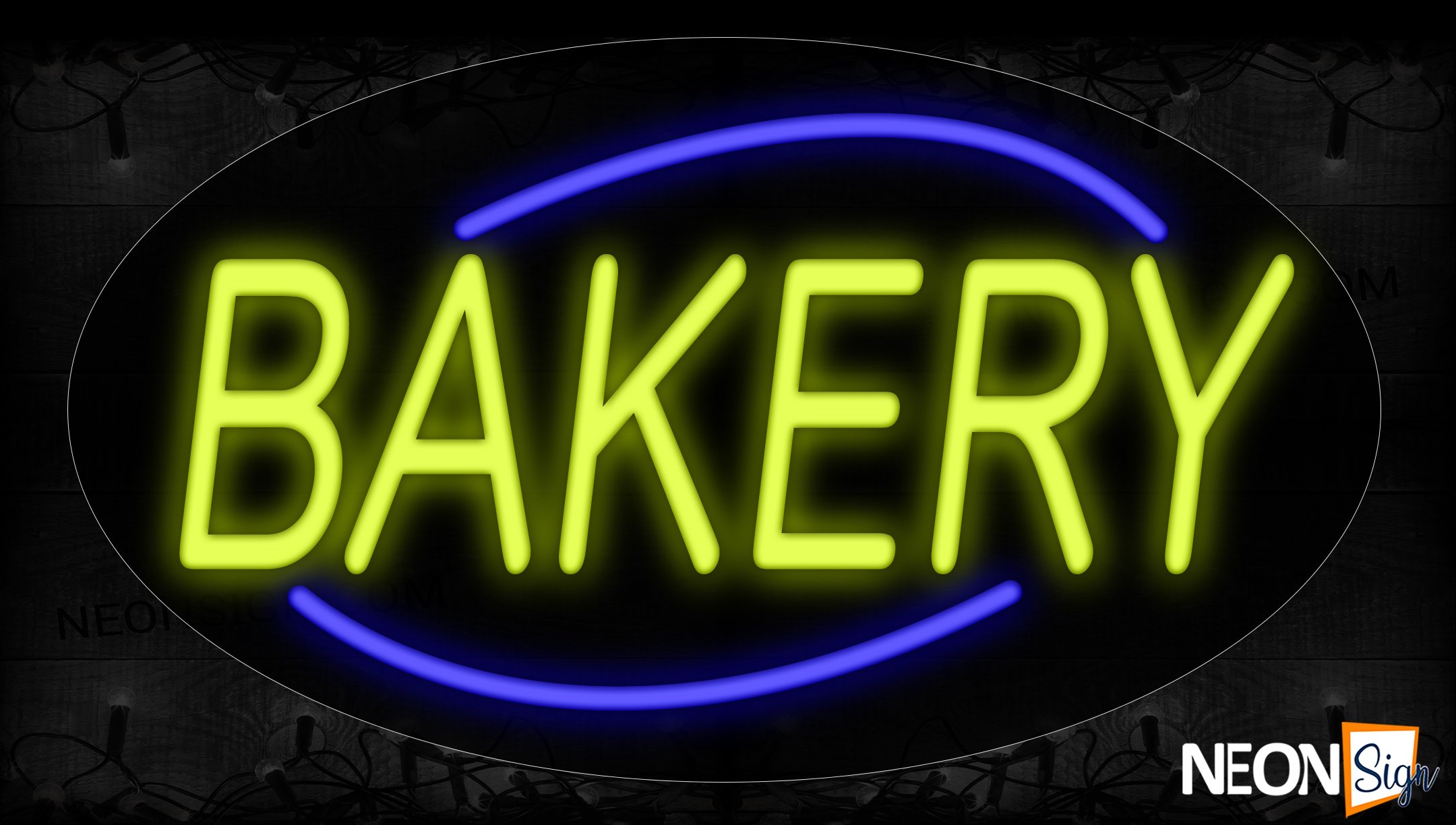 Image of 14147 Bakery With Arc Border Neon Signs_17x30 Contoured Black Backing