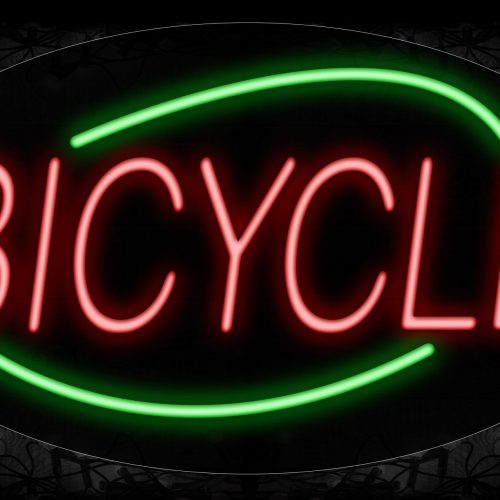 Image of 14153 Bicycle With Green Arc Border Neon Signs_17x30 Contoured Black Backing
