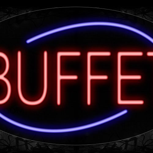 Image of 14163 Buffet With Arc Border Neon Signs_17x30 Contoured Black Backing