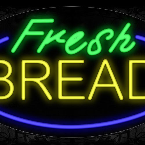 Image of 14208 Fresh Bread With Circle Border Neon Signs_17x30 Contoured Black Backing