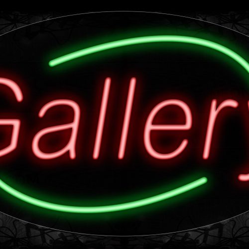 Image of 14210 Gallery In Red With Green Arc Border Neon Signs_17x30 Contoured Black Backing