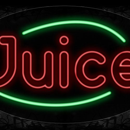 Image of 14230 Double Stroke Juice In Red With Green Arc Border Neon Signs_17x30 Contoured Black Backing