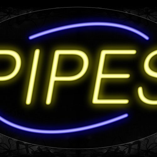 Image of 14275 Pipes With Circle Border Neon Signs_17x30 Contoured Black Backing