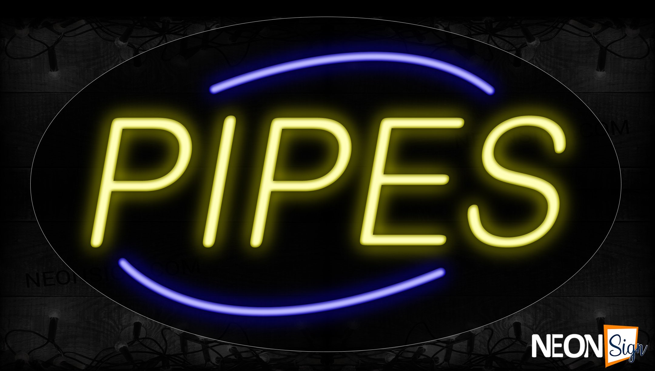 Image of 14275 Pipes With Circle Border Neon Signs_17x30 Contoured Black Backing