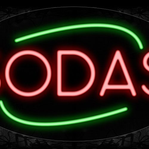 Image of 14299 Red Sodas Traditional Neon_17x30 Contoured Black Backing