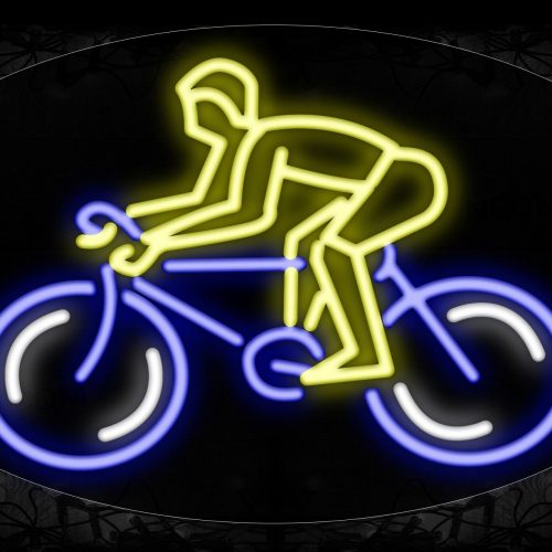 Image of 14325 Man On A Bicycle Neon Signs_17x30 Contoured Black Backing