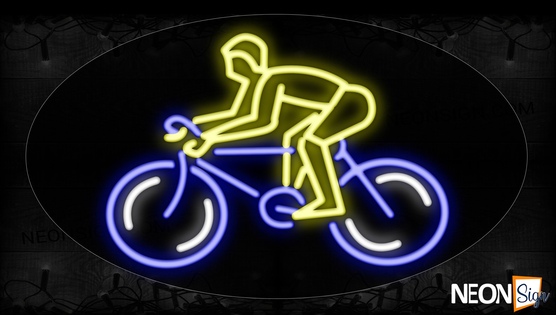 Image of 14325 Man On A Bicycle Neon Signs_17x30 Contoured Black Backing
