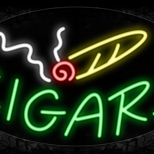 Image of 14333 Cigars With Logo Neon Signs_17x30 Contoured Black Backing