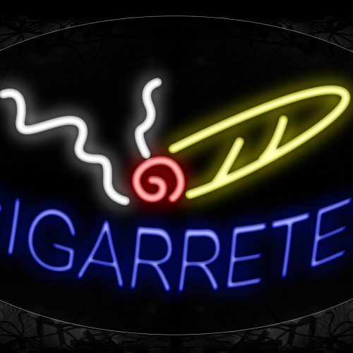 Image of 14334 Cigarettes With Smoke Neon Signs_17x30 Contoured Black Backing