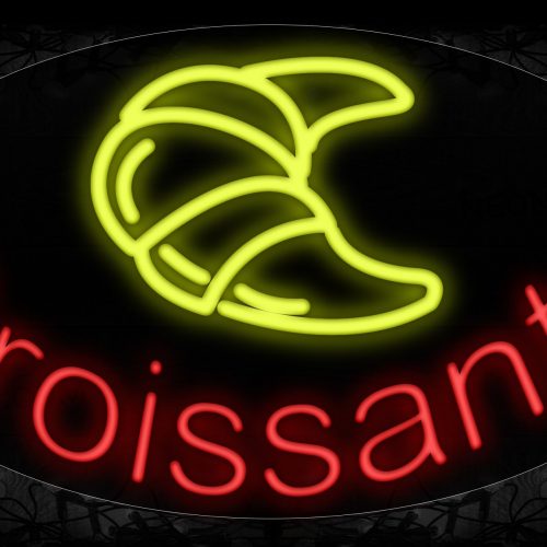 Image of 14337 Croissants With Logo Neon Signs_17x30 Contoured Black Backing