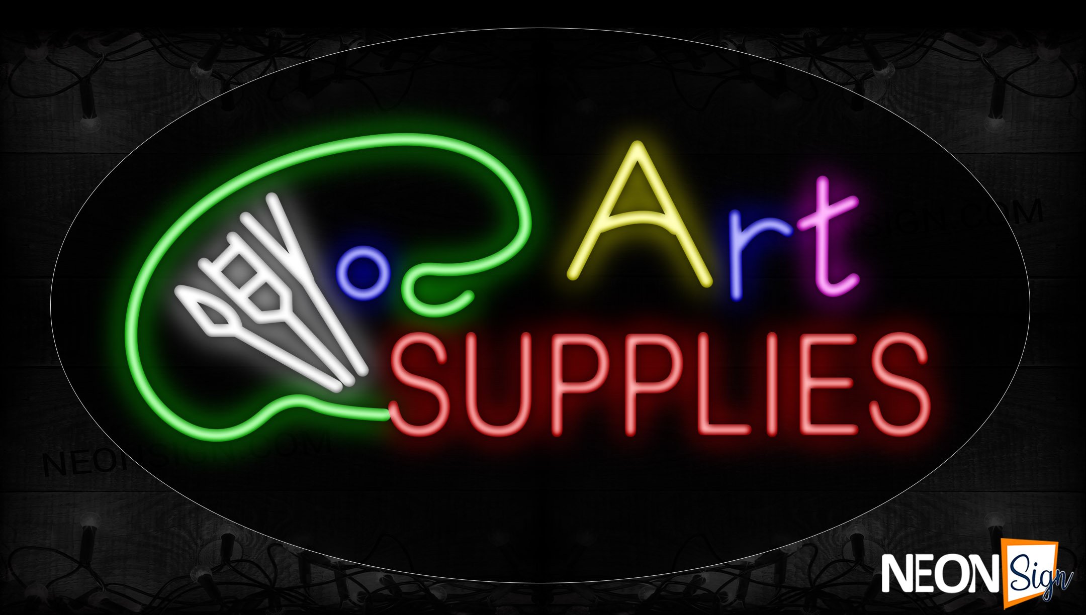 Image of 14380 Art Supplies with logo Neon Signs_17x30 Contoured Black Backing