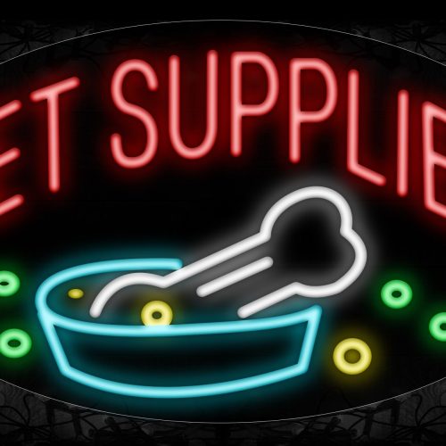 Image of 14390 Pet Supplies With Logo Neon Sign_17x30 Contoured Black Backing